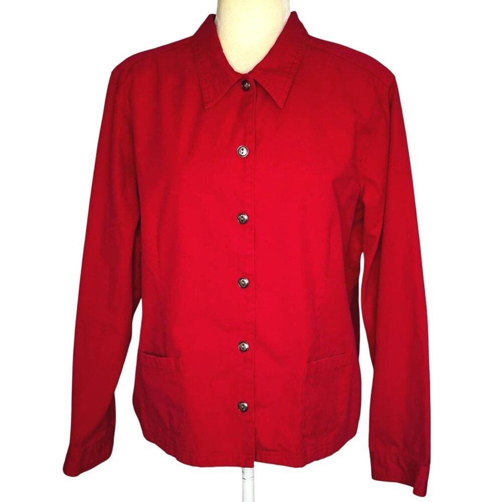 Vintage Classic Elements Red Cotton Button Front … - image 1